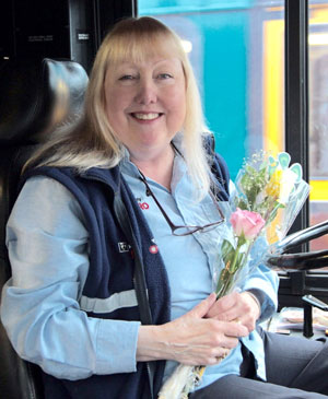 Transit driver with flowers