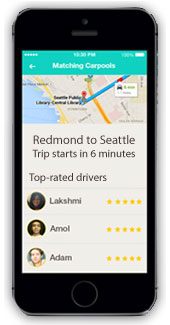 Mobile phone showing Rideshare app