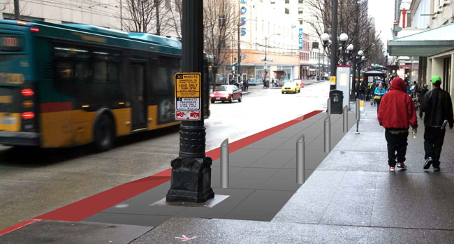 Southbound 3rd Ave loading zone revision to mountable curb.