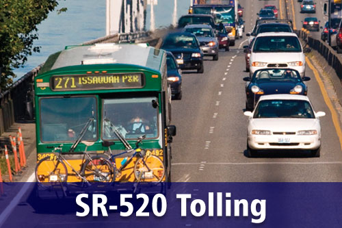 Metro bus traveling across the 520 bridge