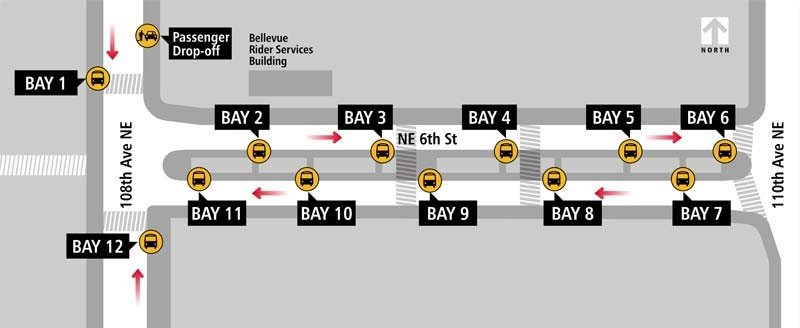 Bellevue Transit Center Boarding Locations