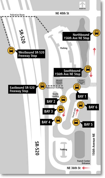 Overlake Transit Center boarding locations