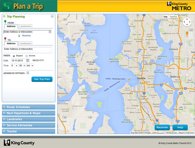 The home screen for the new Trip Planner . See more screen shots .