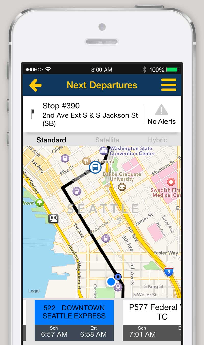 iphone and android app - trip planner - king county metro transit
