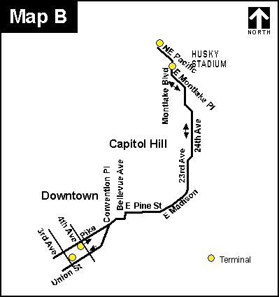 downtown to husky stadium