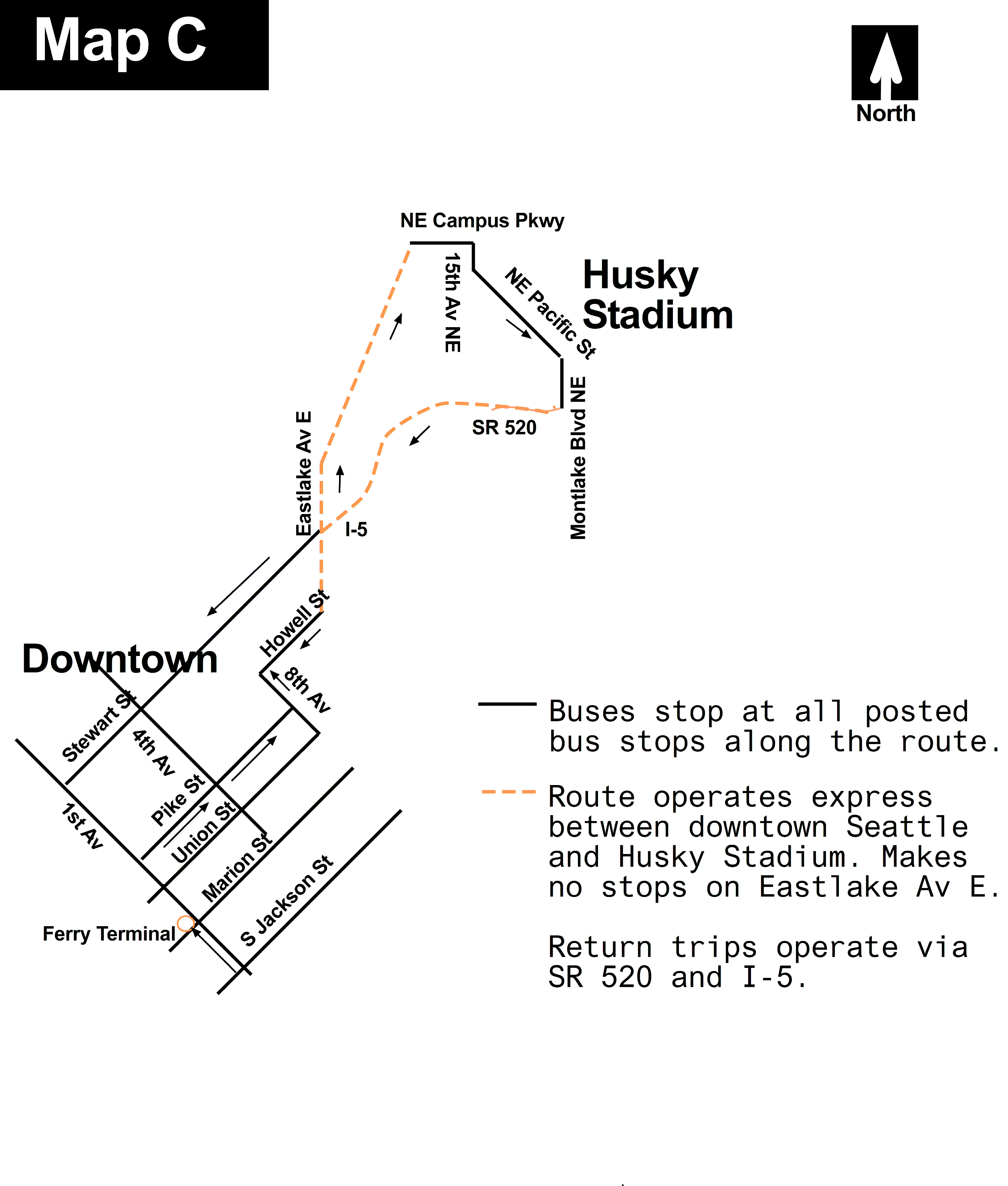 downtown to husky stadium